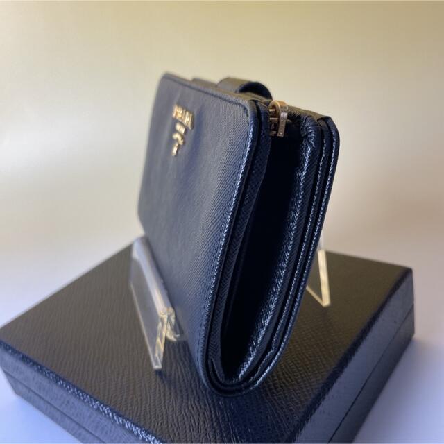 Prada 極美品 黒 二つ折り財布 サフィアーノ メタル ブラック プラダ