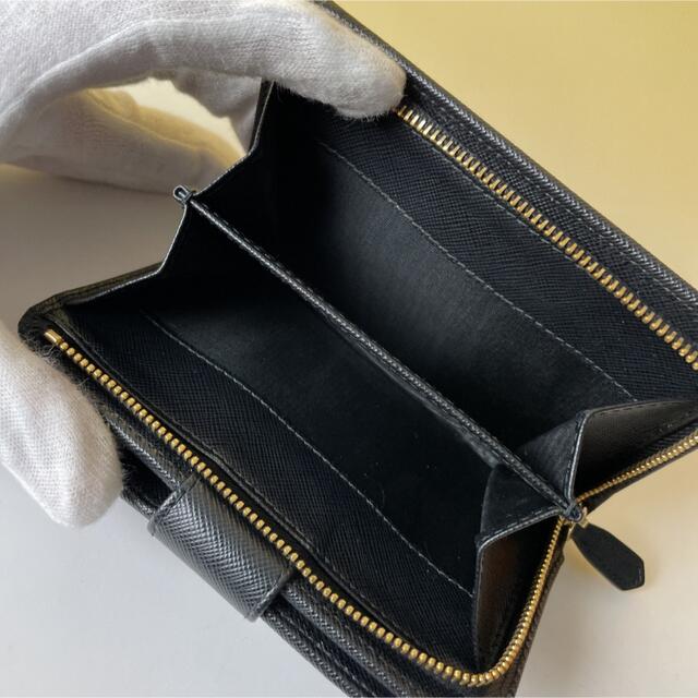 Prada 極美品 黒 二つ折り財布 サフィアーノ メタル ブラック プラダ