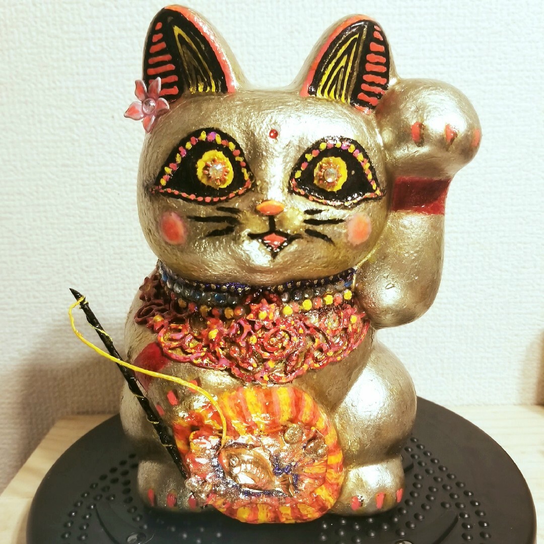 招き猫 陶器 縁起物 新品 金 置物 ールド ビッグ ギフト ネコ オブジェ