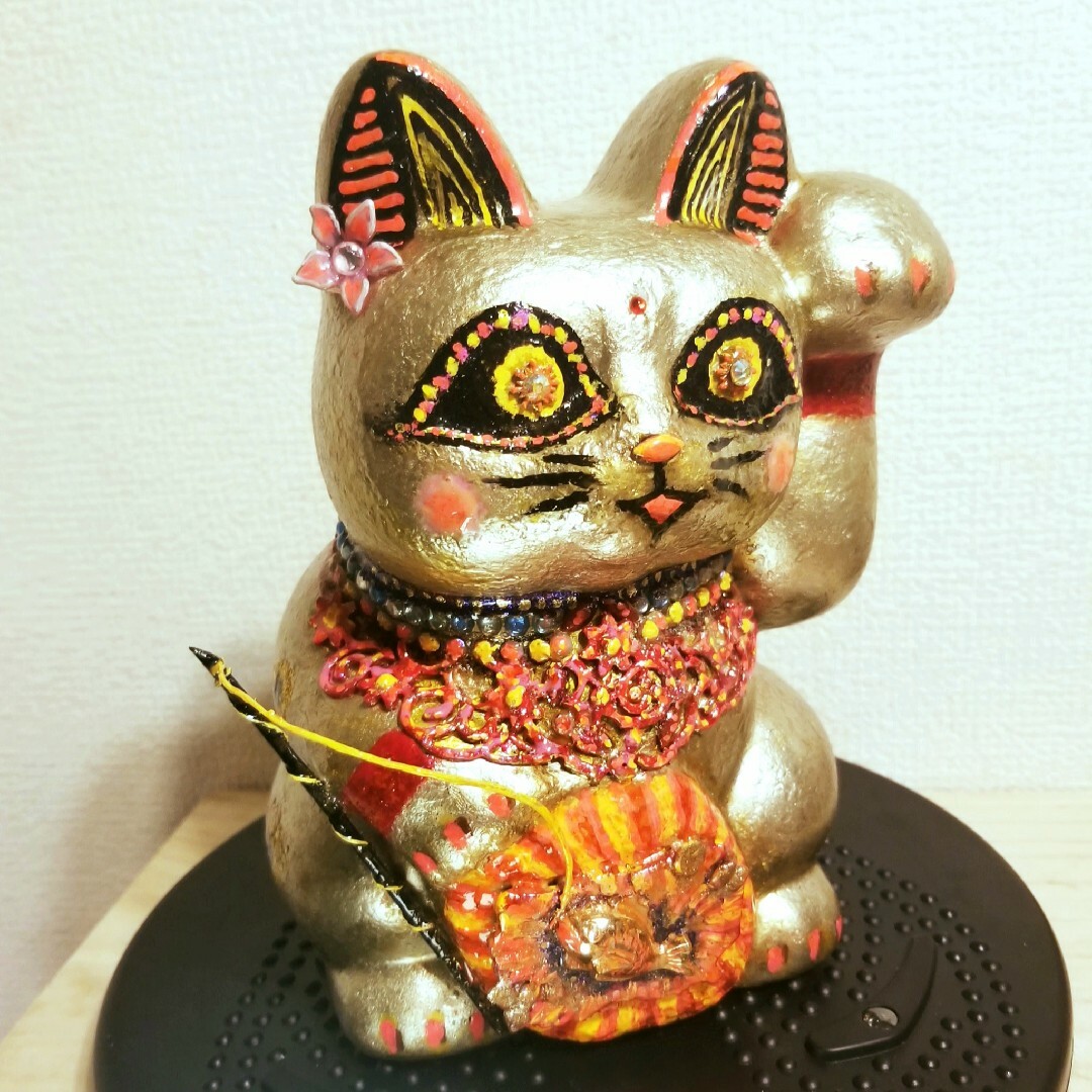 招き猫 陶器 縁起物 新品 金 置物 ールド ビッグ ギフト ネコ オブジェ 1
