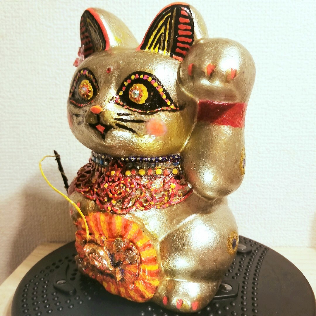 招き猫 陶器 縁起物 新品 金 置物 ールド ビッグ ギフト ネコ オブジェ 2