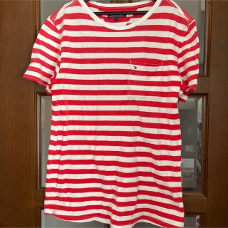 トミーヒルフィガー(TOMMY HILFIGER)の【トミーヒルフィガー】赤　ボーダーTシャツ　レディース　M(Tシャツ(半袖/袖なし))