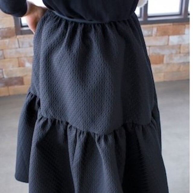 Drawer(ドゥロワー)の新品未使用♡ブルレア  ジャガードスカート ブラックS レディースのスカート(ロングスカート)の商品写真