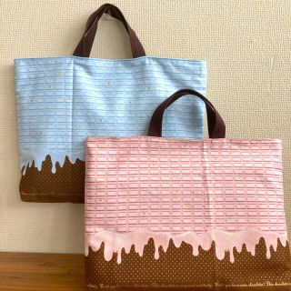 とろける板チョコ柄　ハンドメイド　レッスンバッグ　お稽古バッグ　入園入学　新学期(バッグ/レッスンバッグ)