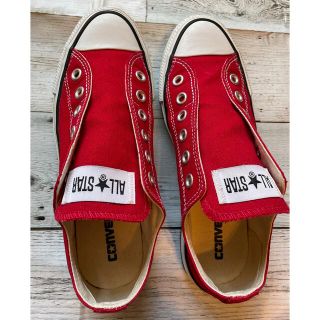 コンバース(CONVERSE)の美品 コンバース スリッポン レッド 24.5cm(スニーカー)