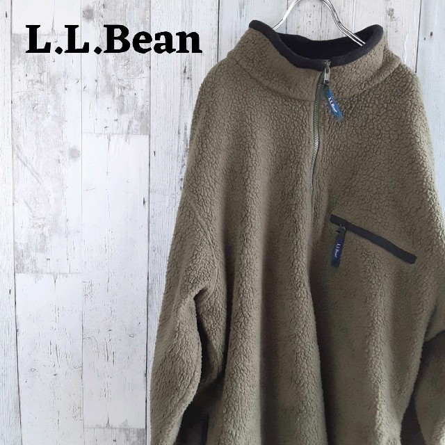 美品L.L.BEANエルエルビーンブルゾンボアフリースカーキアースカラーL