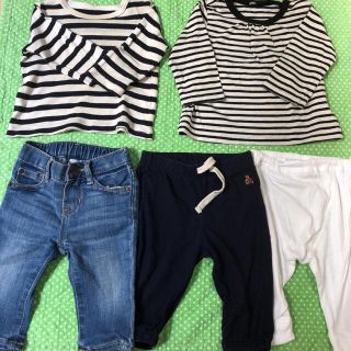 ベビーギャップ(babyGAP)の【5点セット】サイズ60 長袖ボーダーカットソー デニムパンツレギンススパッツ (パンツ)