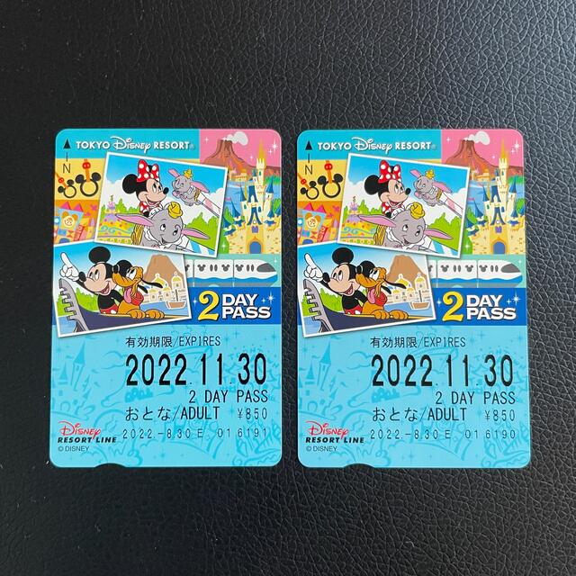 Disney(ディズニー)の【未使用】ディズニーリゾートライン2DAYフリーパスチケット　おとな2枚 チケットの施設利用券(遊園地/テーマパーク)の商品写真