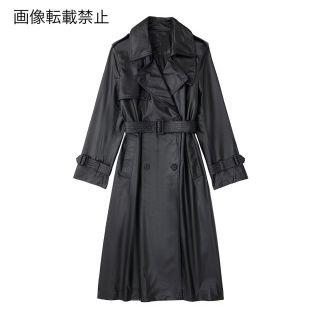 🍬10月新作🍭9272◆black フェイクレザー PU トレンチコート(トレンチコート)
