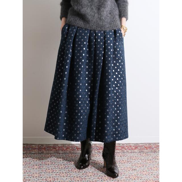 IENA LA BOUCLE ドットジャガードタックスカートIENA