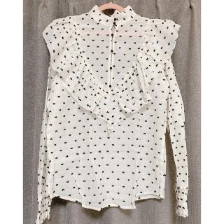 ザラ(ZARA)のZARA ドットフリルブラウス(シャツ/ブラウス(長袖/七分))