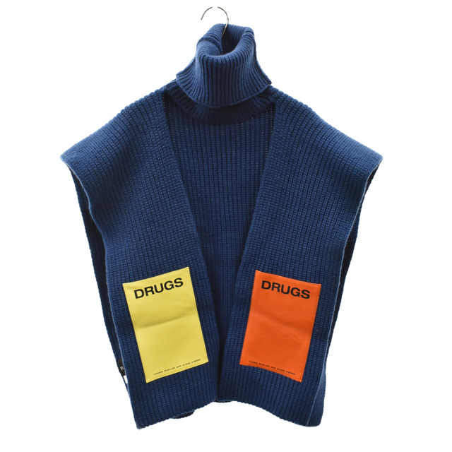 RAF SIMONS ラフシモンズ 18AW SINGLE PANEL PATCH TURTLENECK シングルパネル パッチ タートルネックニット セーター ネイビー