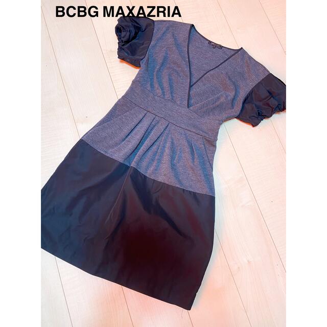 BCBGMAXAZRIA(ビーシービージーマックスアズリア)のBCBG MAXAZRIAバイカラーふんわりカシュクールワンピース レディースのワンピース(ひざ丈ワンピース)の商品写真