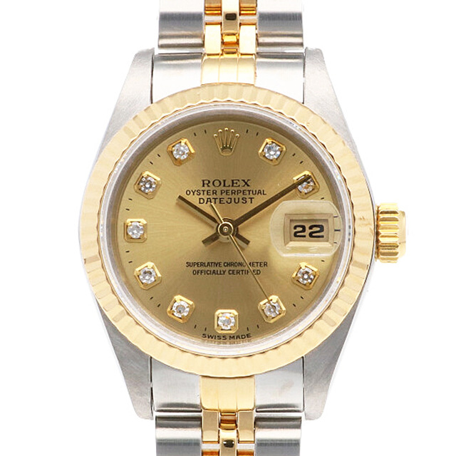 格安 T番 腕時計 デイトジャスト ROLEX ロレックス - ROLEX 1996年式 中古 ステンレススチール 10Pダイヤ 腕時計