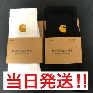 カーハート(carhartt)のcarhartt カーハート　ソックス 靴下　新品未使用品2足セット　黒　白(ソックス)