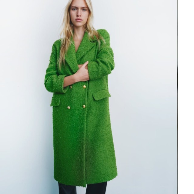 ZARA(ザラ)のモスグリーン　ロングコート🧥 レディースのジャケット/アウター(ロングコート)の商品写真