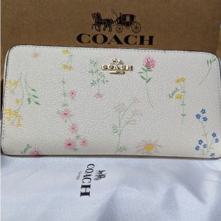 コーチ(COACH)のCOACH  長財布　ラウンドファスナー　細い花柄模様(財布)