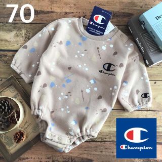 チャンピオン(Champion)の【70】チャンピオン 長袖 裏起毛 ペイント ロンパース(ロンパース)