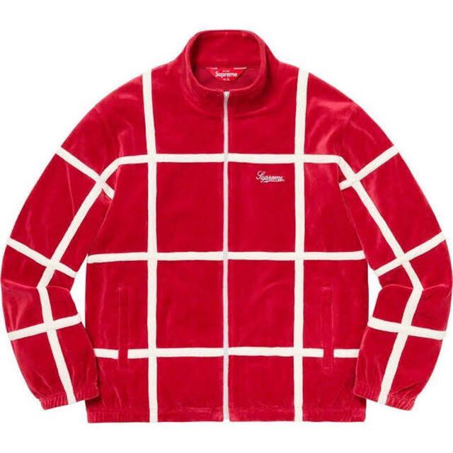 supreme grid taping velour jacket L レッドトップス