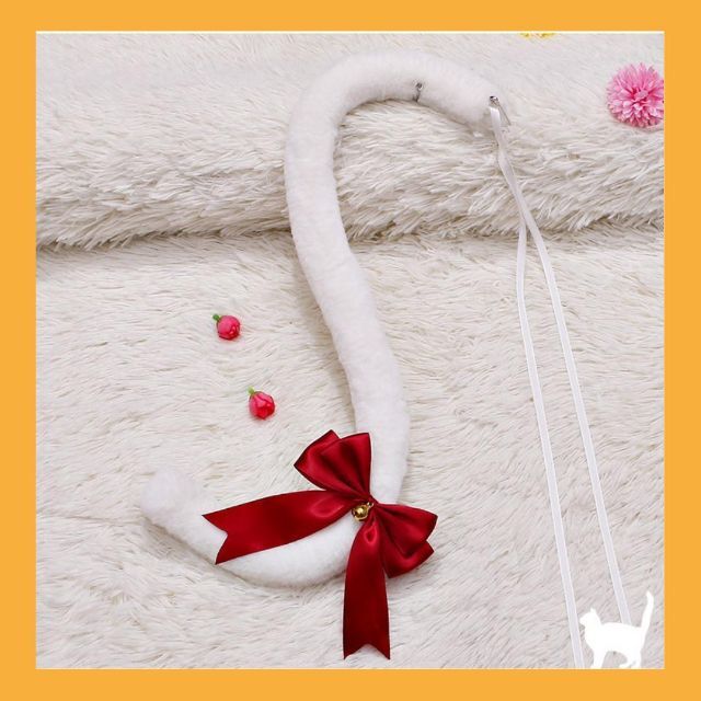 ロリータ猫シッポ　コスプレ　ハロウィン　リボン　かわいい　⑤ホワイト/レッド エンタメ/ホビーのコスプレ(アクセサリー)の商品写真