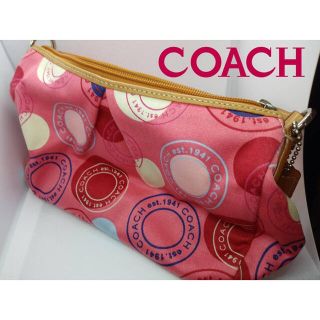 コーチ(COACH)のCOACH訳あり未使用ピンクミニバックポーチハンドバッグ(ポーチ)