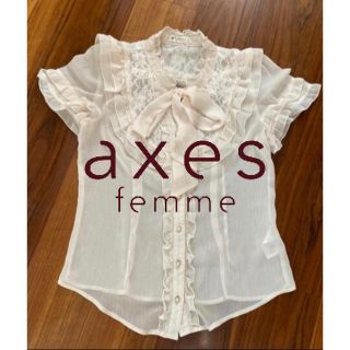 axes femme アクシーズ✧︎半袖 シアー ボウタイ ブラウス(シャツ/ブラウス(半袖/袖なし))