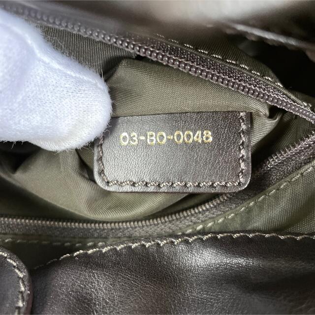 ディオール 茶 ナイロン カナージュ レザー ハンドバッグ ブラウン DIOR