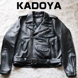 カドヤ KADOYA ダブルライダースジャケット XLサイズ 本革 牛革 レザー(ライダースジャケット)