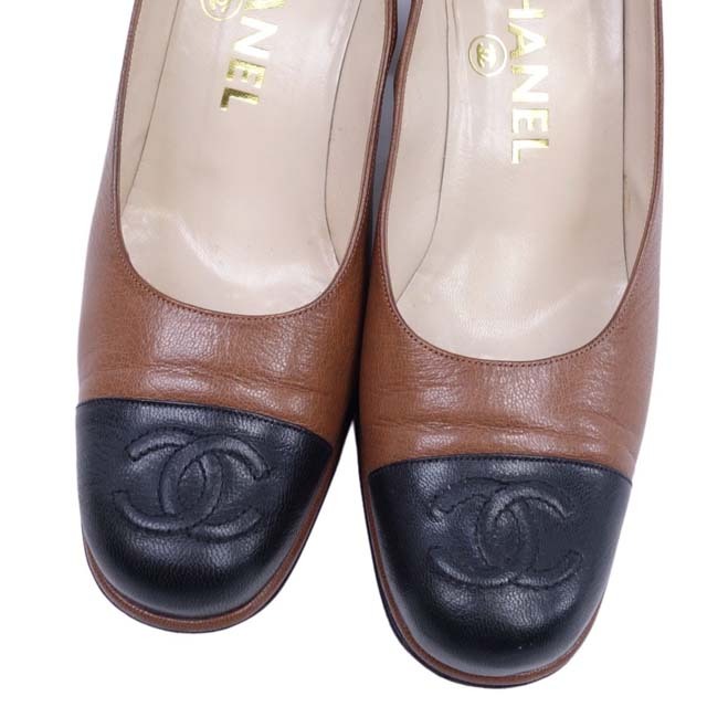 CHANEL(シャネル)のVintage シャネル パンプス バイカラー ココマーク 37 ブラウン レディースの靴/シューズ(ハイヒール/パンプス)の商品写真