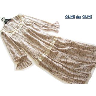 オリーブデオリーブ(OLIVEdesOLIVE)の新品OLIVE des OLIVE ヴィンテージ小花柄レース付きワンピース/BE(ロングワンピース/マキシワンピース)