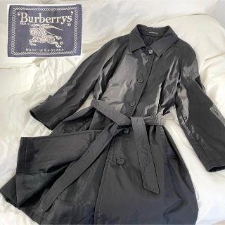 バーバリー(BURBERRY)の高級英国製【BURBERRY】希少 Ａライン ステンカラーコート ブラック／黒(ロングコート)