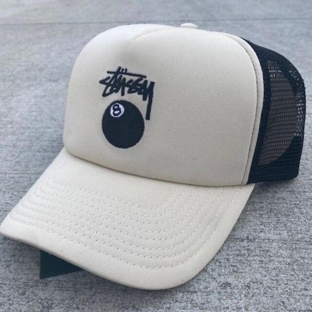 (海外限定) Stussy 8ボール メッシュキャップ ホワイトメンズ