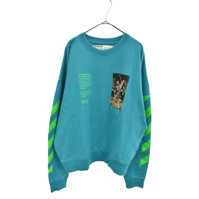 65センチ表記サイズOFF-WHITE オフホワイト 20SS PASCAL PAINTING OVER CREWNECK パスカル ペインティング クルーネック スウェット トレーナー パーカー ライトブルー OMBA035R20E30014