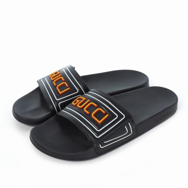 サイズ Gucci - グッチ GUCCI ロゴ スライド サンダル レザー ラバー