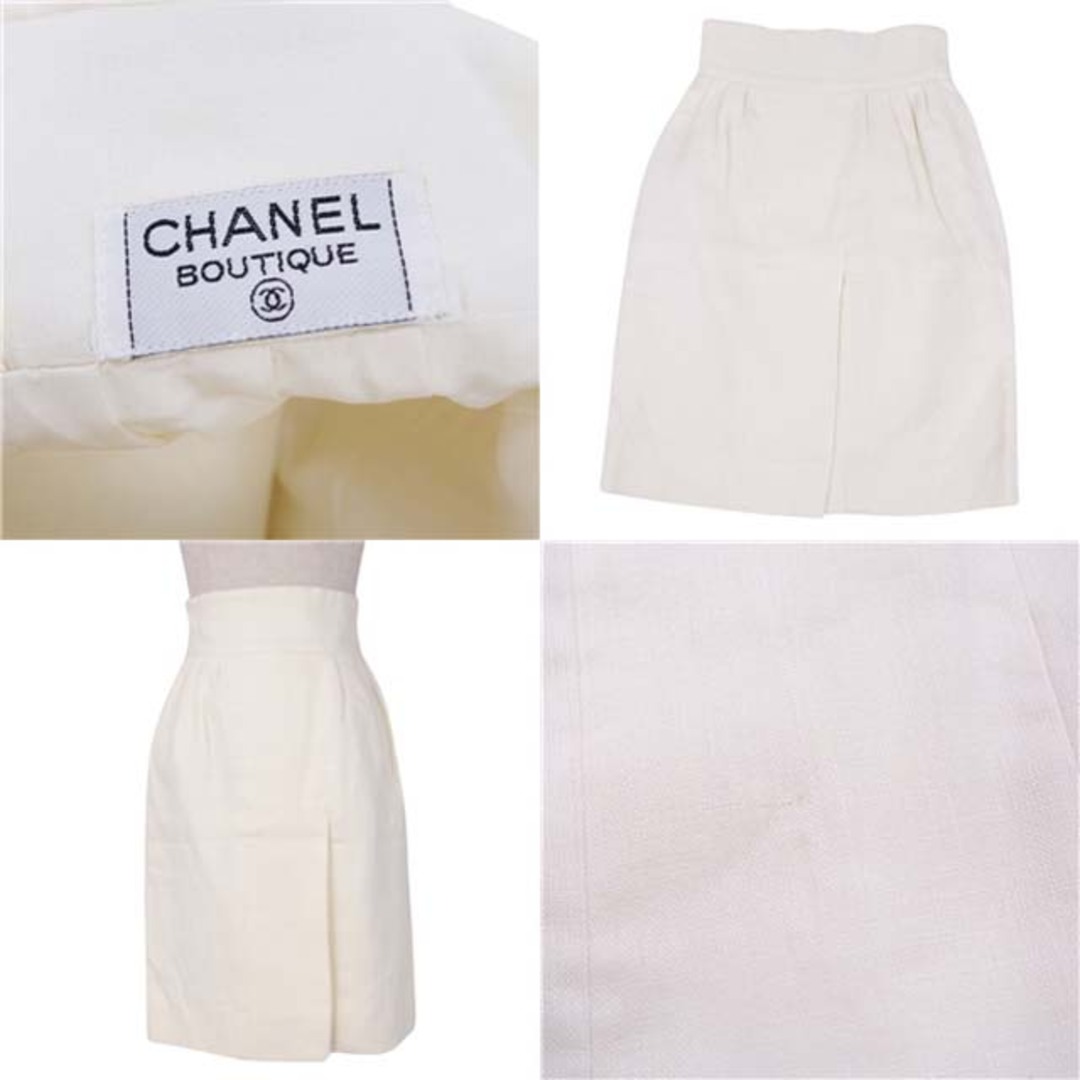 CHANEL(シャネル)のVintage シャネル スカート シルク ハイウエスト S相当 ホワイト レディースのスカート(ひざ丈スカート)の商品写真