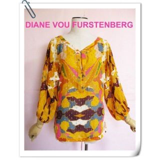 ダイアンフォンファステンバーグ(DIANE von FURSTENBERG)の【ダイアンフォンファステンバーグ】華やか豪奢ブラウス☆シルクプリント☆ゴールド(シャツ/ブラウス(長袖/七分))