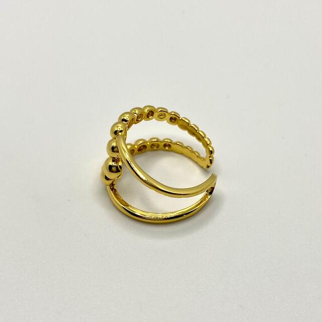 クロス ゴールド  オープン リング 指輪 レディースのアクセサリー(リング(指輪))の商品写真