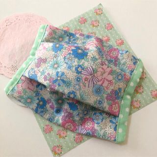 レトロ可愛いプリーツマスク★Mサイズ★パステルカラー★ハンドメイド(その他)