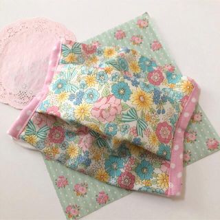 レトロ可愛いプリーツマスク★Mサイズ★パステルカラー★ハンドメイド(その他)