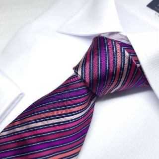 Paul Smith - Paul Smith ストライプ マルチカラー パープル ネクタイ