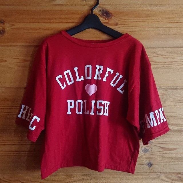 Tシャツ 半袖 五分袖 クルーネック 赤 レッド M レディースのトップス(Tシャツ(半袖/袖なし))の商品写真