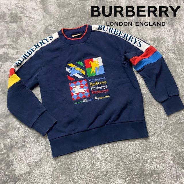 BURBERRYバーバリー トレーナー ホースロゴ 総柄 ネイビー
