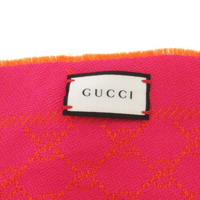 Gucci(グッチ)のグッチ ストール ショール マフラー GG柄 オレンジ ピンク ■SM0 レディースのファッション小物(ストール/パシュミナ)の商品写真