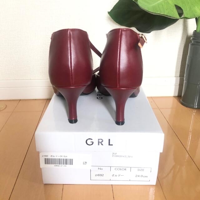GRL(グレイル)の GRL ストラップ  パンプス  ボルドー 赤 24cm 【箱付き】 レディースの靴/シューズ(ハイヒール/パンプス)の商品写真