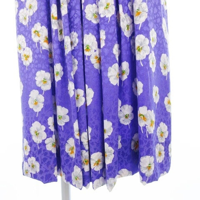 GIVENCHY(ジバンシィ)のジバンシィ シャツ ワンピース ひざ丈 長袖 花柄 シルク 紫 10 ■TH レディースのワンピース(ひざ丈ワンピース)の商品写真