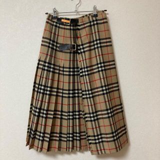 バーバリー(BURBERRY)のバーバリーズ ノバチェック プリーツ ラップスカート ベージュ ウール(ロングスカート)