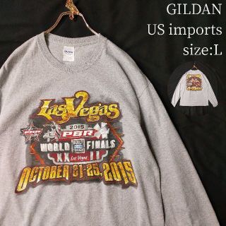 ギルタン(GILDAN)の一点物US輸入★ロングTシャツ ギルダン Lサイズ グレー アメカジ ロデオ(Tシャツ/カットソー(七分/長袖))