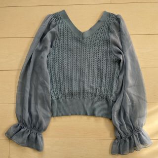 シフォン袖のニット(カットソー(長袖/七分))