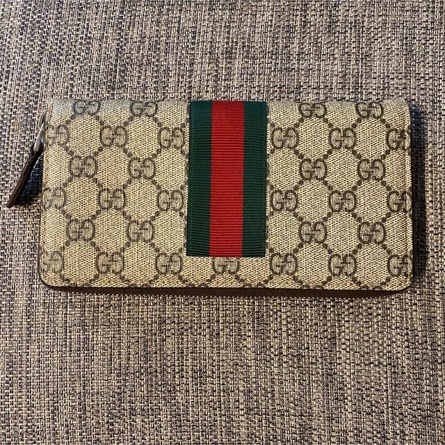 GUCCI グッチ長財布 シグネチャーウェブ&ビー ジップアラウンド