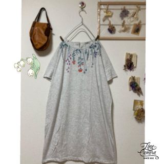 ♩⑥③ 新品 ボタニカル 花 刺繍 ワンピース sm2 エコロコ リンネル ヤラ(ひざ丈ワンピース)